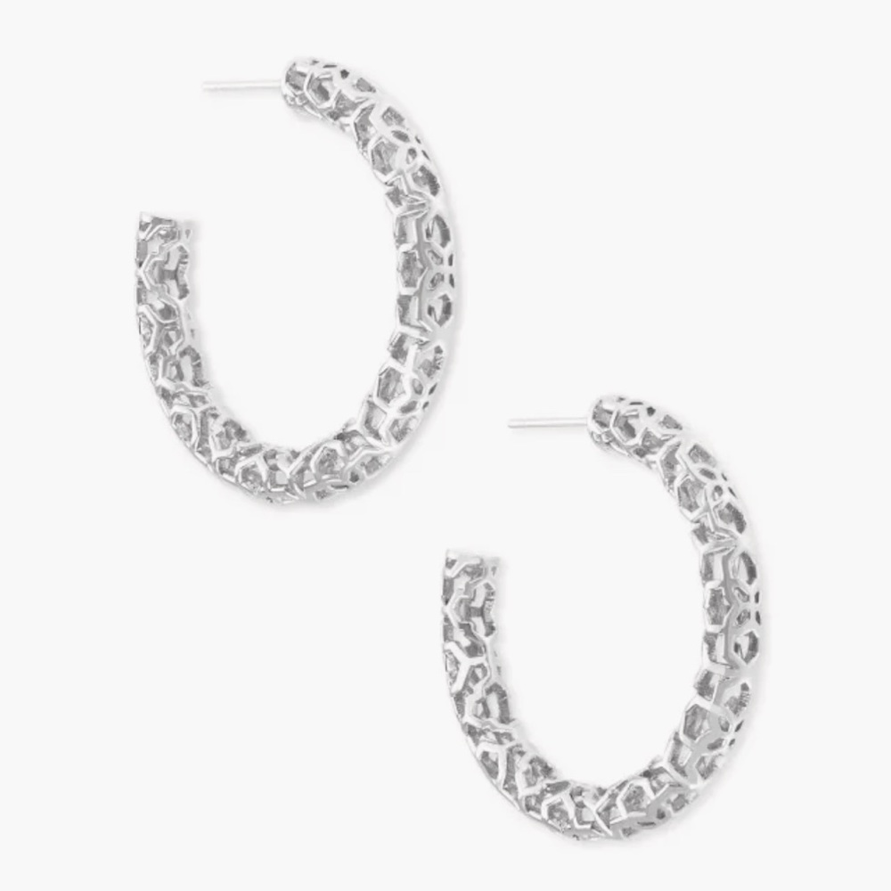 Kendra Scott silver Filigree hoops.